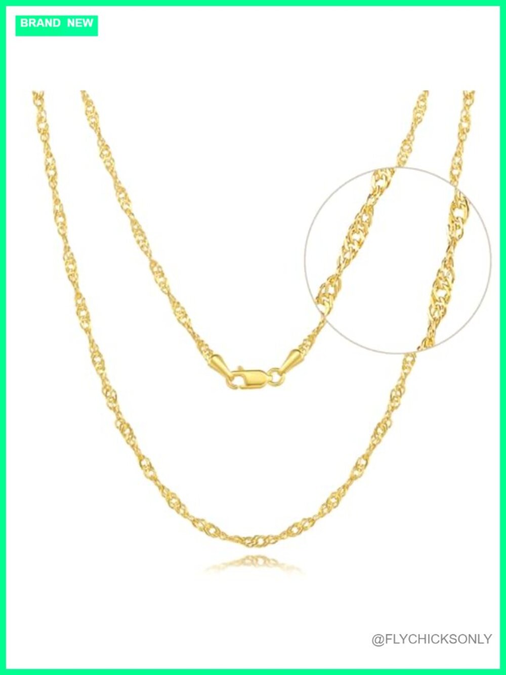 14K Gold Plated Singapore Chain Necklace for Women Men 2mm